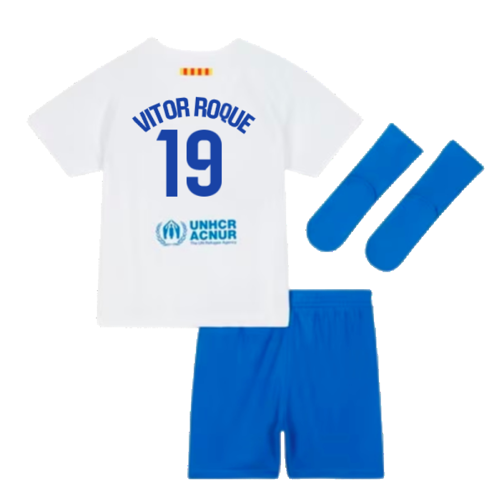 2023-2024 Barcelona Away Baby Kit (Vitor Roque 19)