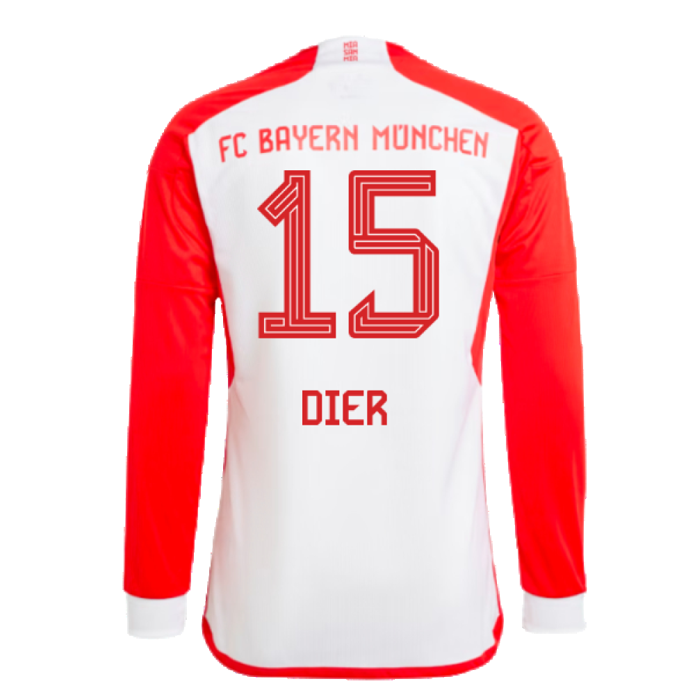 2023-2024 Bayern Munich Long Sleeve Home Shirt (Kids) (Dier 15)