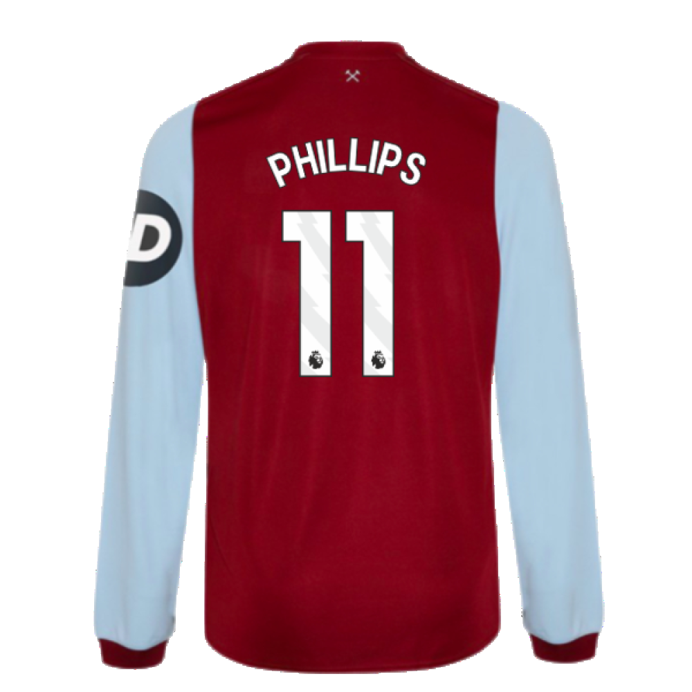 2023-2024 West Ham Long Sleeve Home Shirt (Kids) (Phillips 11)