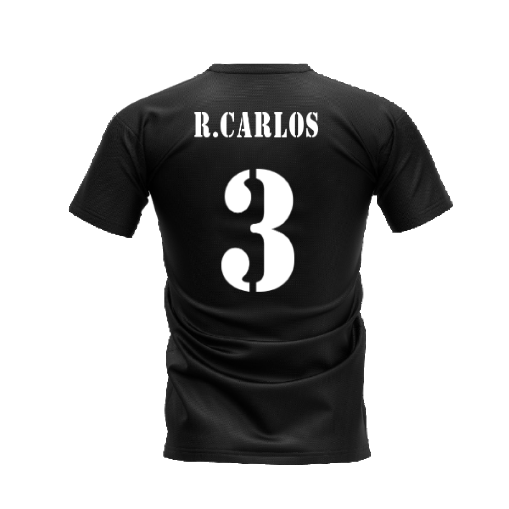 Real Madrid 2002-2003 Retro Shirt T-shirt (Black) (R.CARLOS 3)