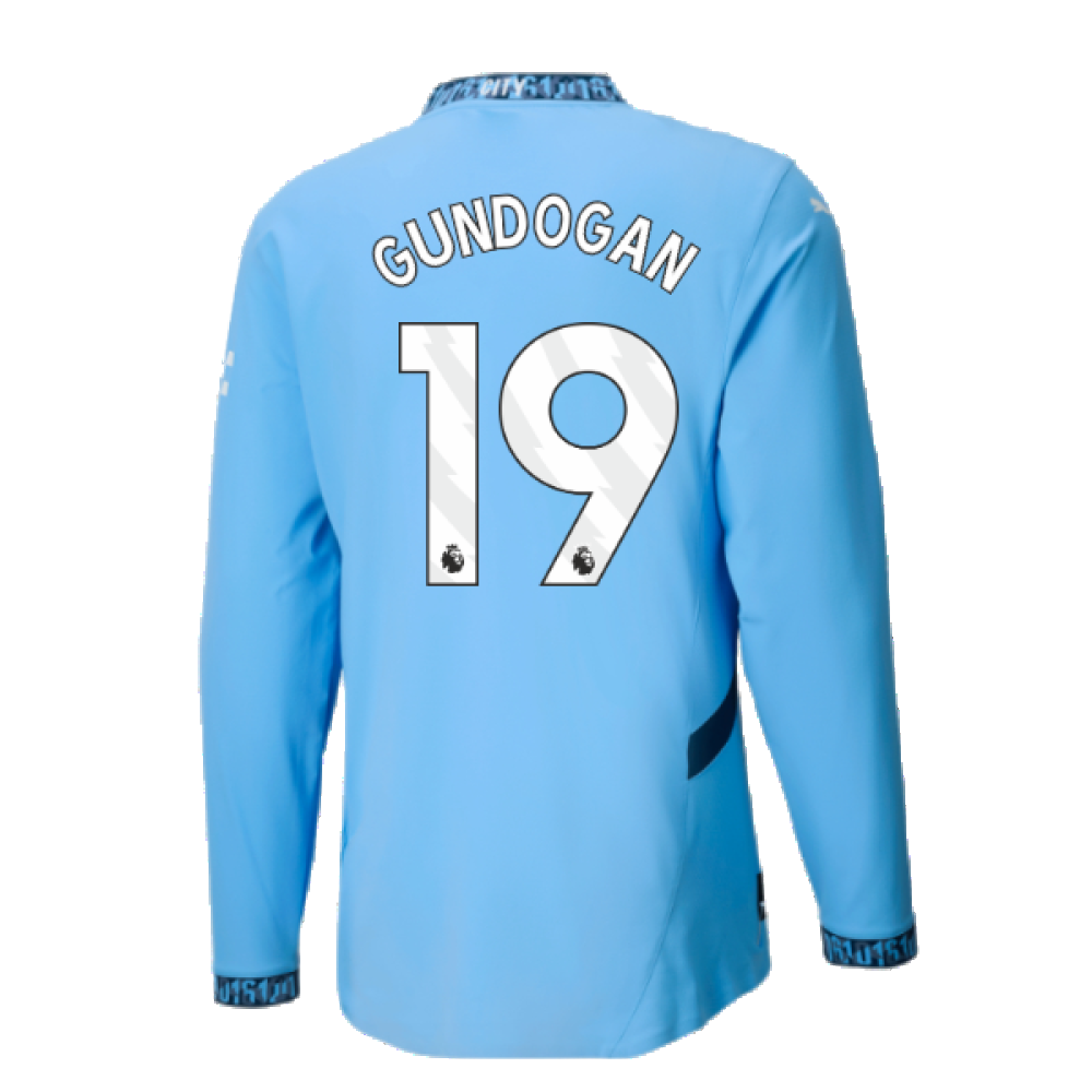 2024-2025 Man City Authentic Long Sleeve Home Shirt (Gundogan 19)