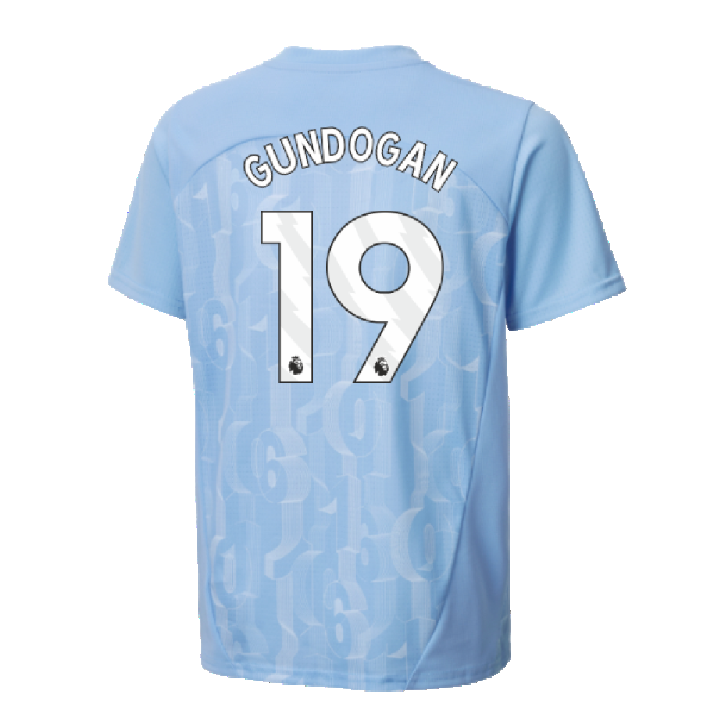 2024-2025 Man City Prematch SS Shirt (Light Blue) - Kids (Gundogan 19)