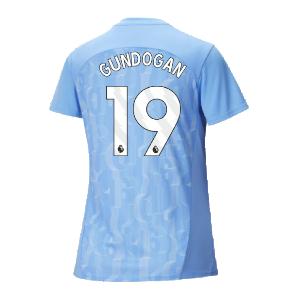 2024-2025 Man City Prematch SS Shirt (Light Blue) - Womens (Gundogan 19)