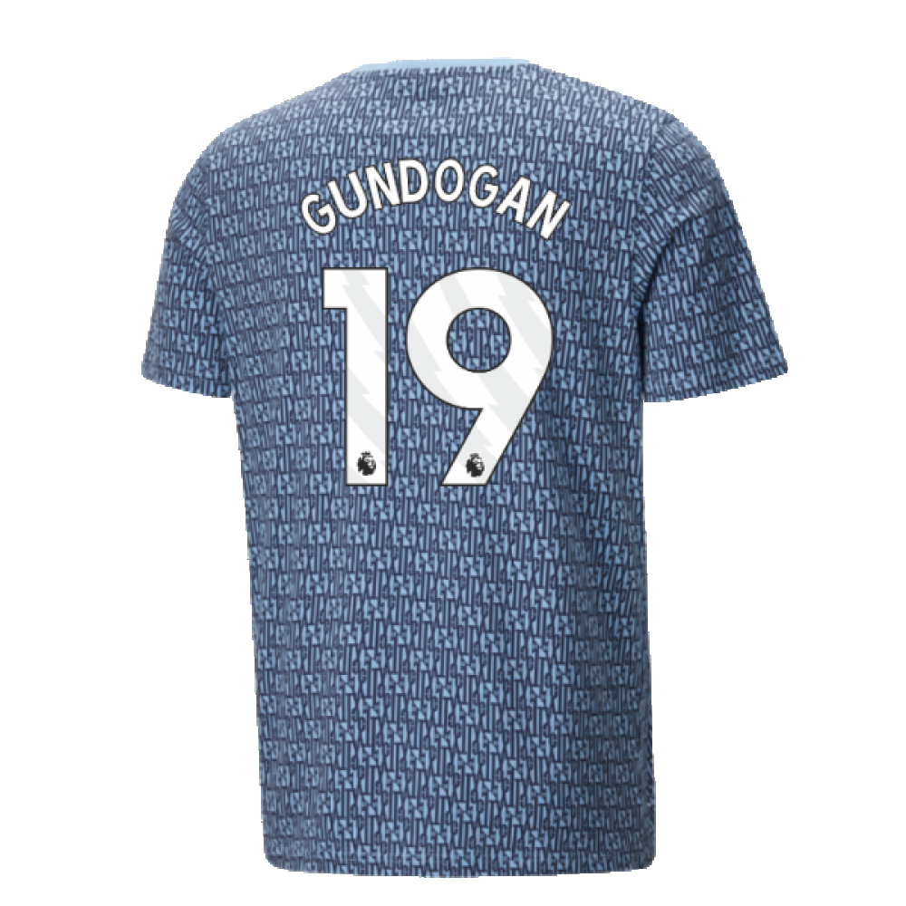 2024-2025 Man City ftblCulture Tee AOP (Navy) - Kids (Gundogan 19)