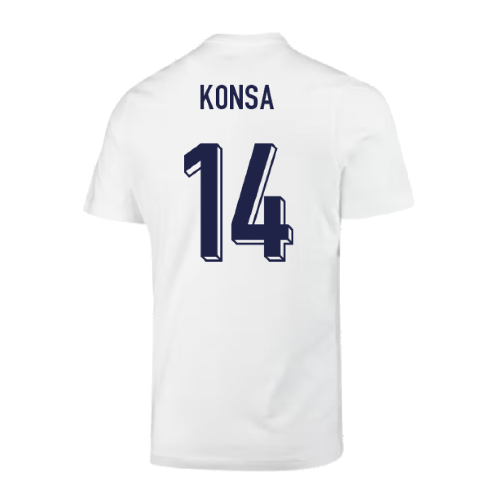 2024-2025 England Soccer T-Shirt (White) (Konsa 14)