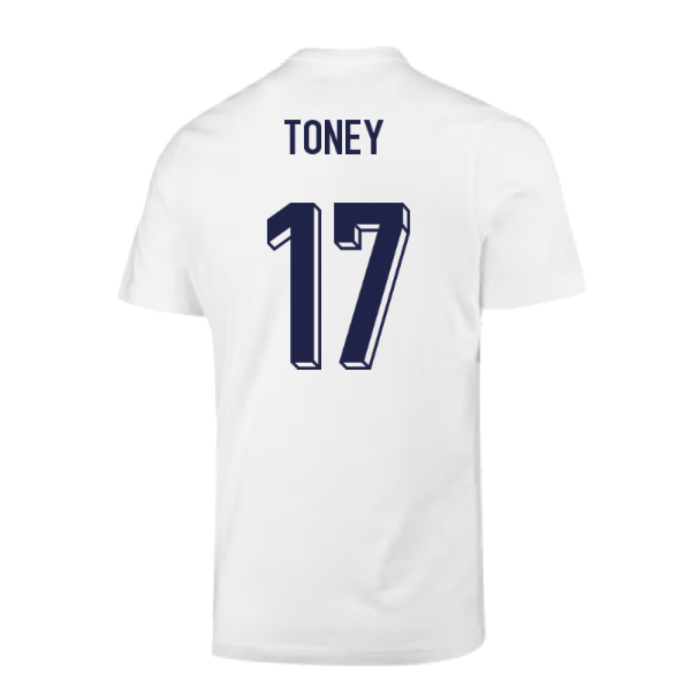 2024-2025 England Soccer T-Shirt (White) (Toney 17)