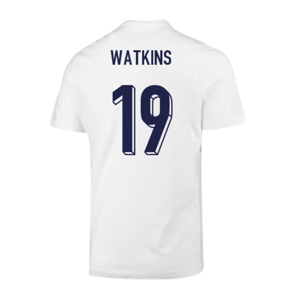 2024-2025 England Soccer T-Shirt (White) (Watkins 19)