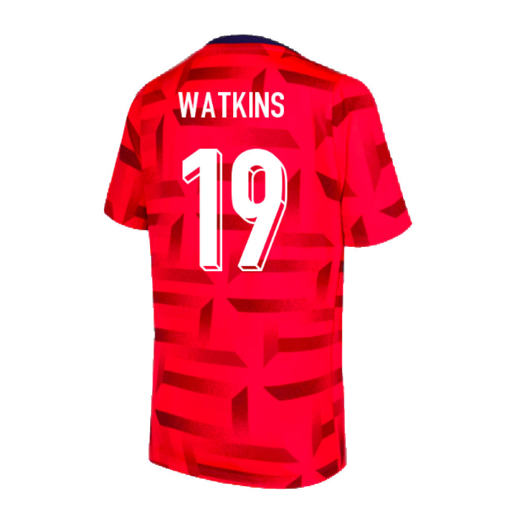 2024-2025 England Dri-FIT Pre-Match Shirt (Red) (Watkins 19)