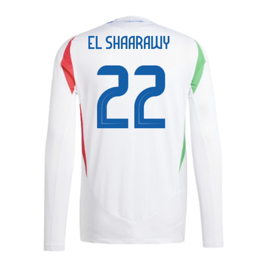 2024-2025 Italy Authentic Long Sleeve Away Shirt (EL SHAARAWY 22)