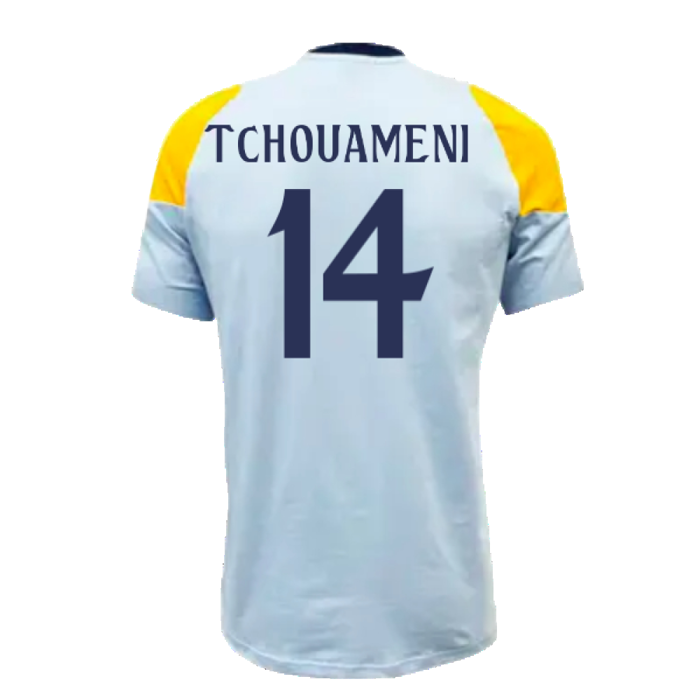 2024-2025 Real Madrid Training Tee (Glow Blue) (Tchouameni 14)