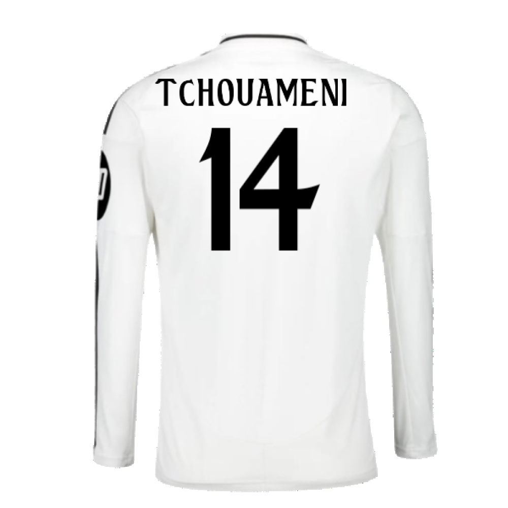 2024-2025 Real Madrid Long Sleeve Home Shirt (Tchouameni 14)