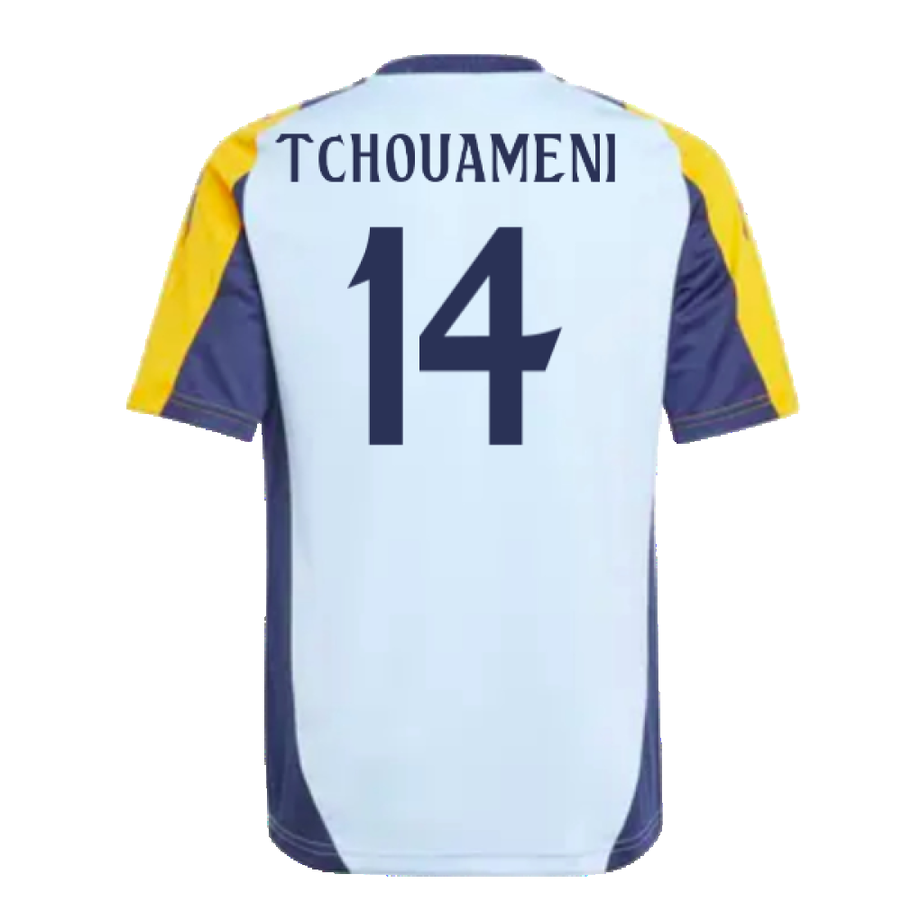 2024-2025 Real Madrid Training Shirt (Glow Blue) - Kids (Tchouameni 14)