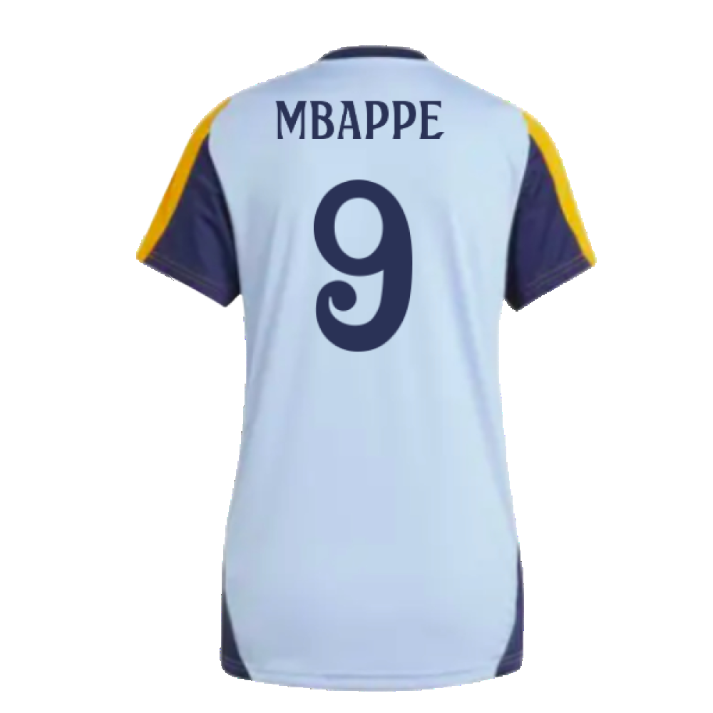 2024-2025 Real Madrid Training Shirt (Glow Blue) - Womens (Mbappe 9)