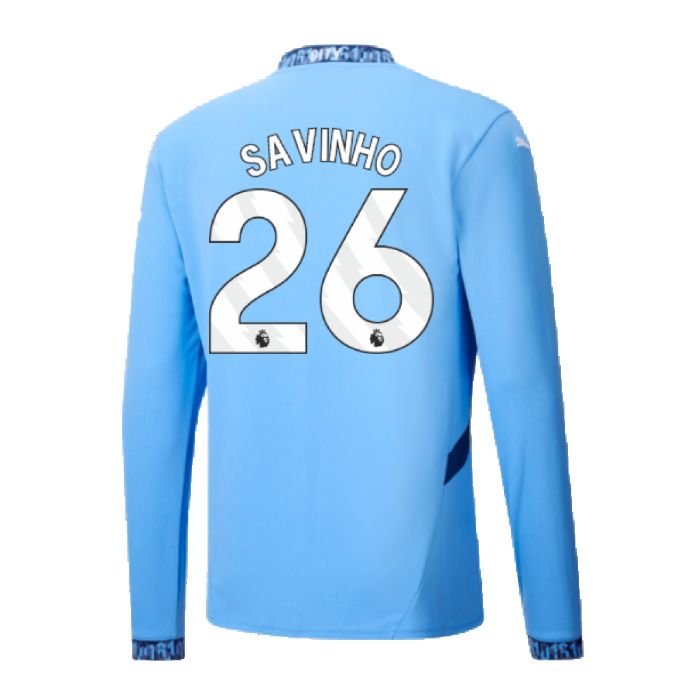 2024-2025 Man City Home Long Sleeve Shirt (Savinho 26)