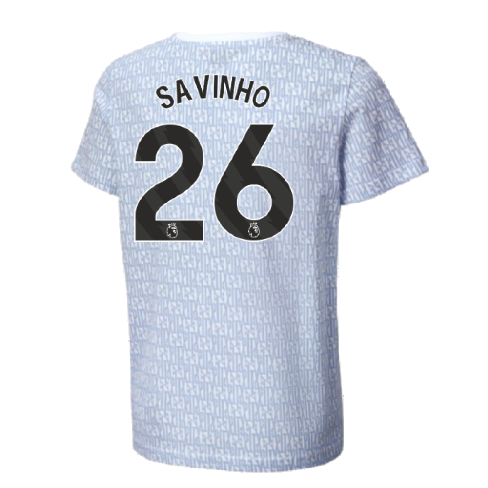 2024-2025 Man City ftblCulture Tee AOP (Light Blue) - Kids (Savinho 26)