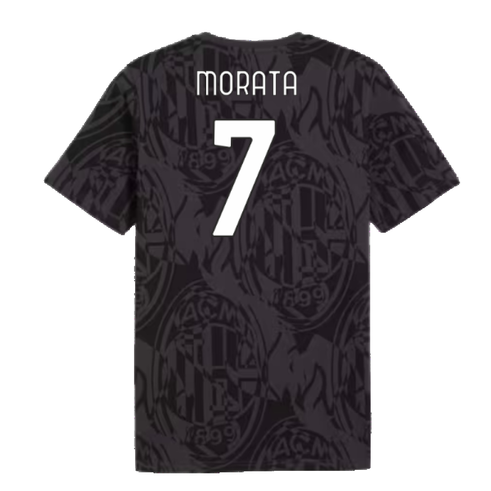 2024-2025 AC Milan ftblCulture Tee AOP (Black) (Morata 7)