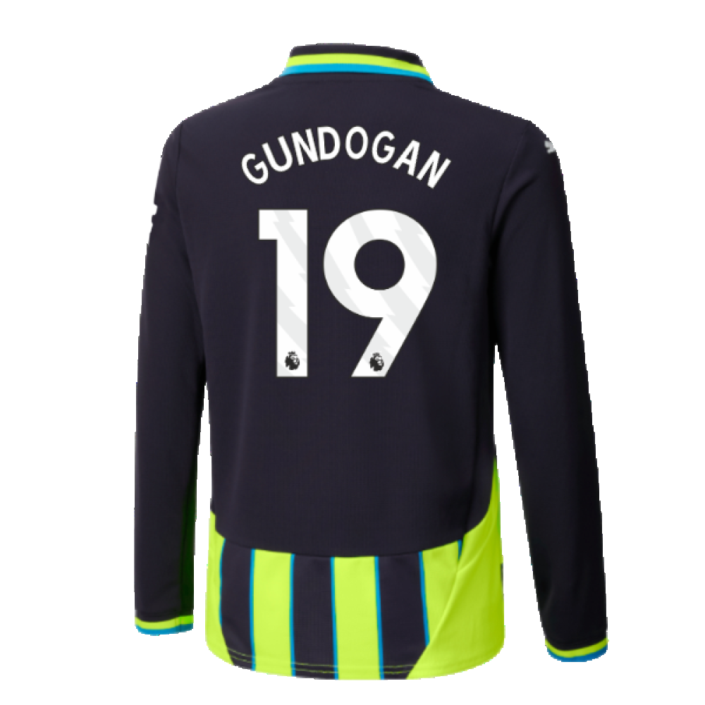 2024-2025 Man City Away Long Sleeve Shirt (Kids) (Gundogan 19)