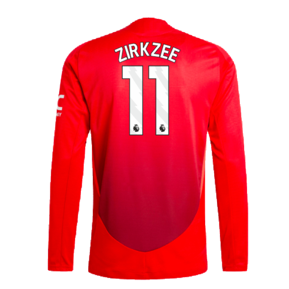 2024-2025 Man Utd Authentic Long Sleeve Home Shirt (Zirkzee 11)