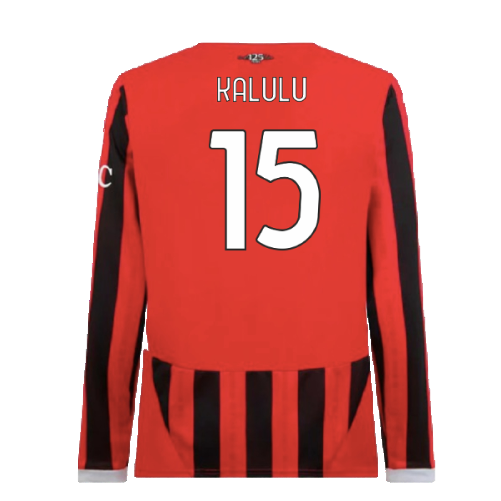 2024-2025 AC Milan Home Long Sleeve Shirt (Kalulu 15)