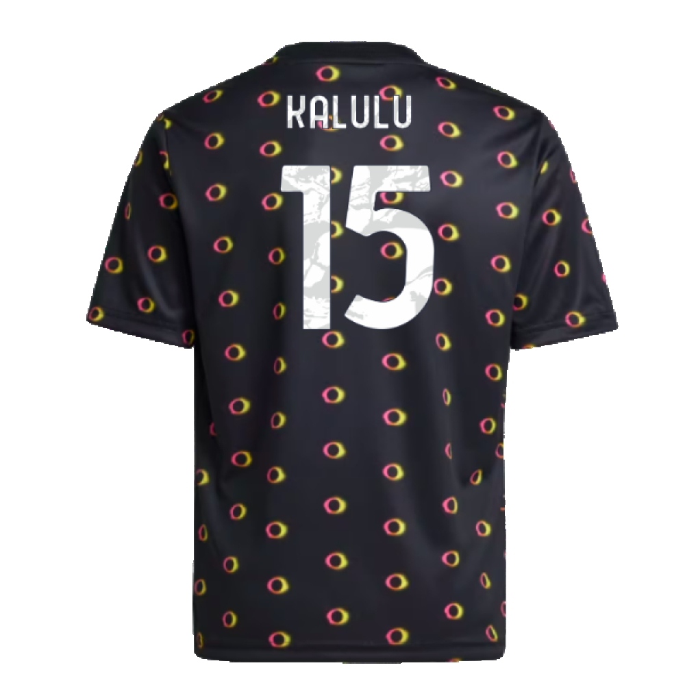 2024-2025 Juventus Pre-Match Shirt (Black) - Kids (Kalulu 15)