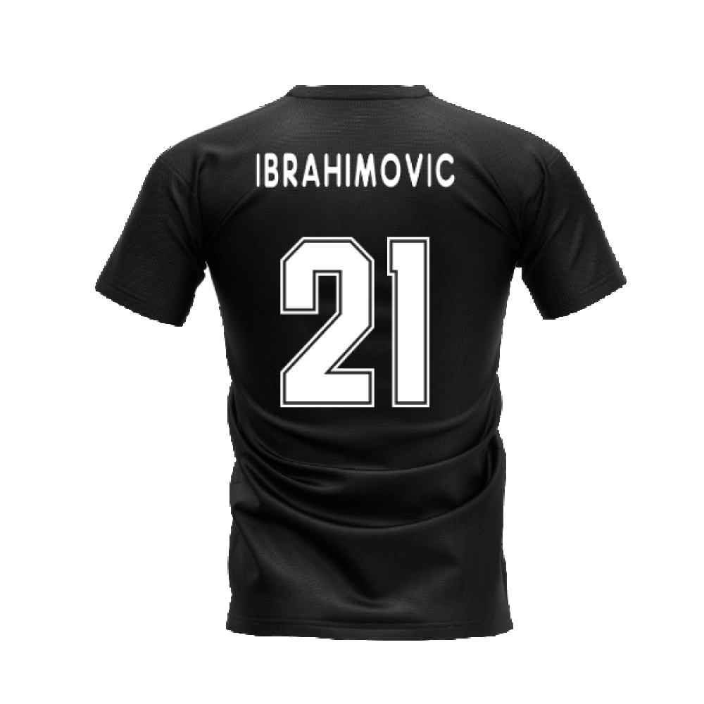 AC Milan 1995-1996 Retro Shirt T-shirt (Black) (Ibrahimovic 21)