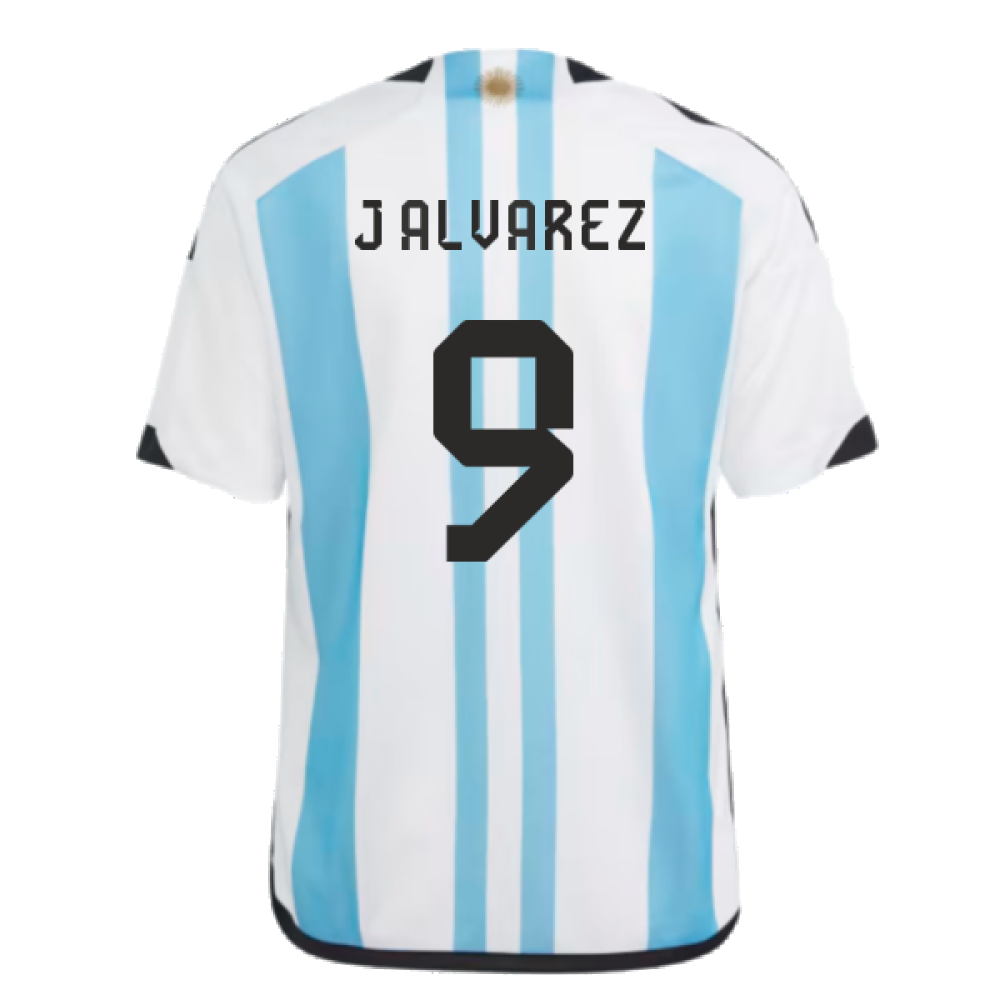 Argentina 2022 World Cup Winners Home Shirt - Kids (J ALVAREZ 9)