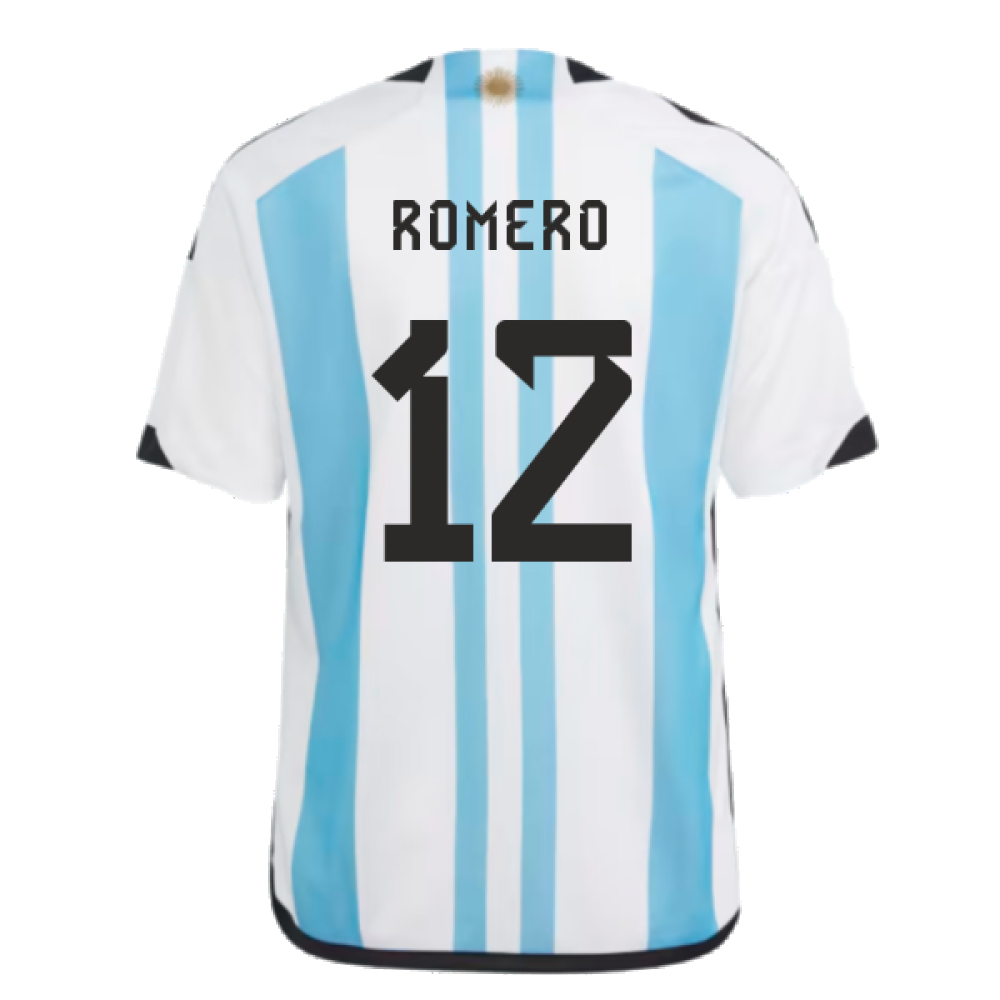 Argentina 2022 World Cup Winners Home Shirt - Kids (ROMERO 12)