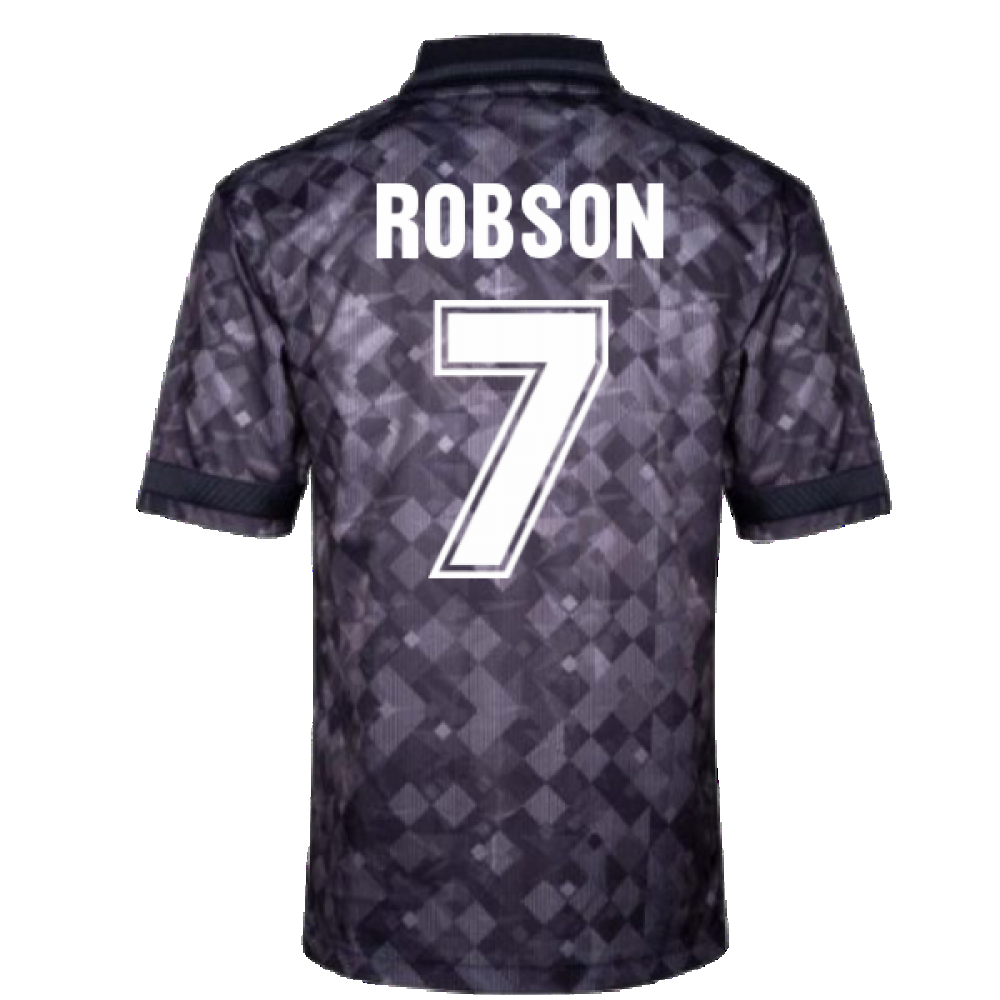 England 1990 Black Out Retro Football Shirt (Robson 7)