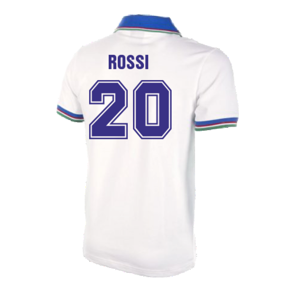 Italy Away World Cup 1982 Short Sleeve Retro Football Shirt (Rossi 20)