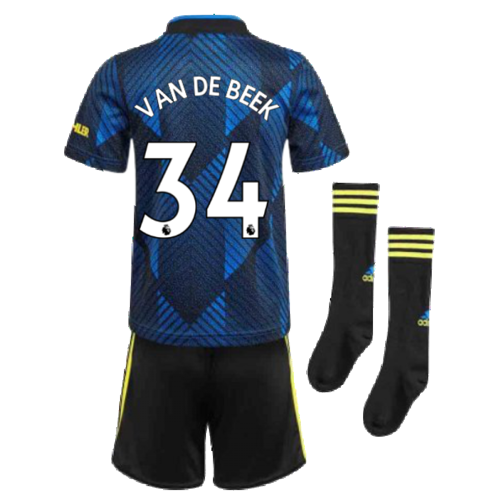 Man Utd 2021-2022 Third Mini Kit (Blue) (VAN DE BEEK 34)