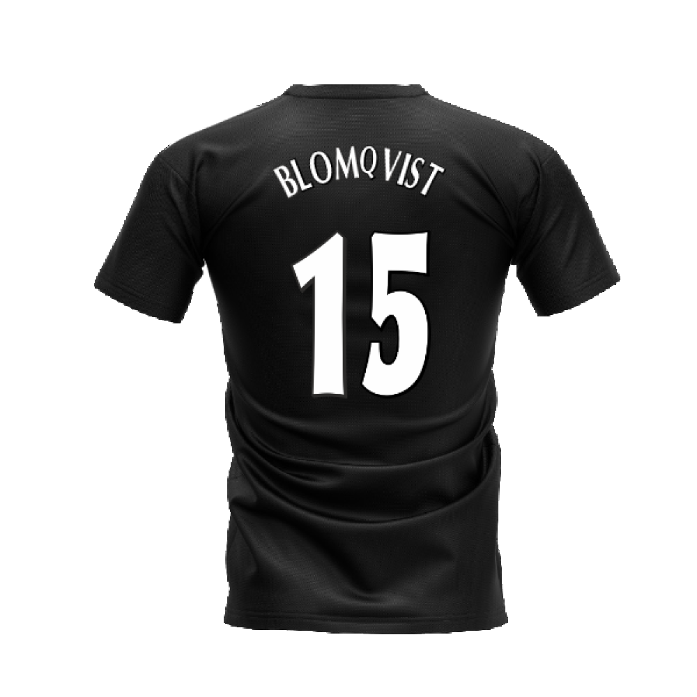 Manchester United 1998-1999 Retro Shirt T-shirt - Text (Black) (Blomqvist 15)