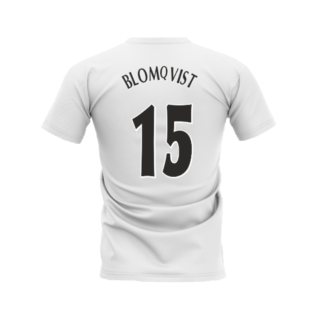 Manchester United 1998-1999 Retro Shirt T-shirt - Text (White) (Blomqvist 15)