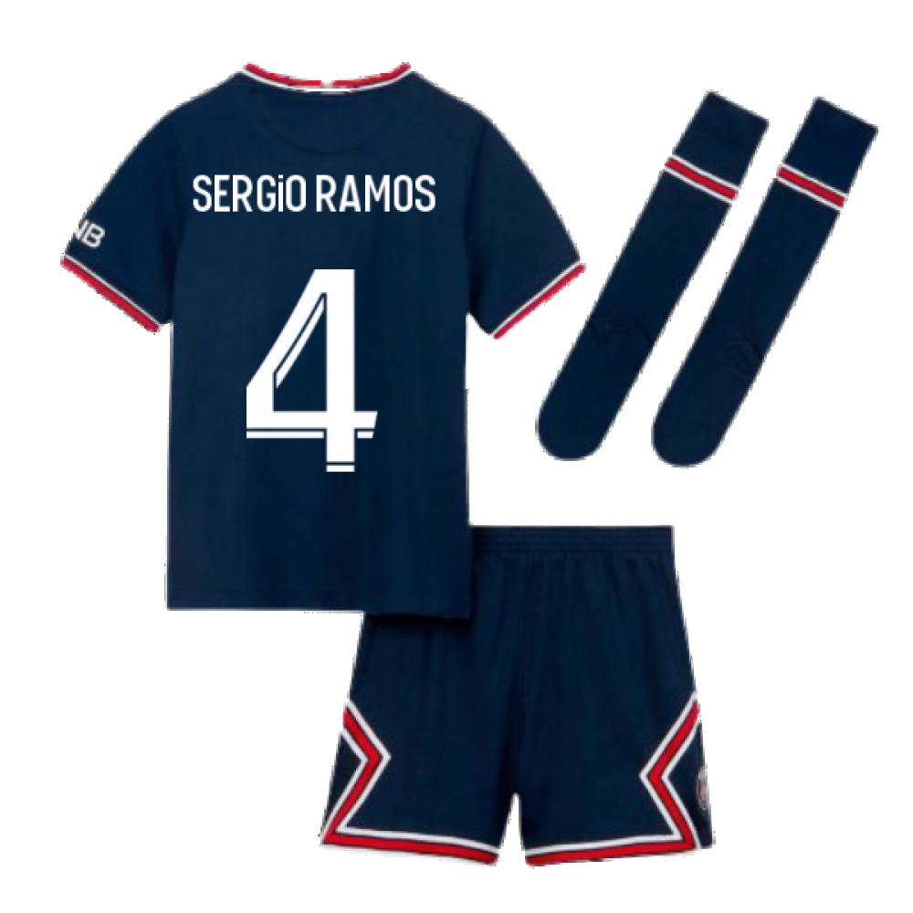 PSG 2021-2022 Little Boys Home Kit (SERGIO RAMOS 4)