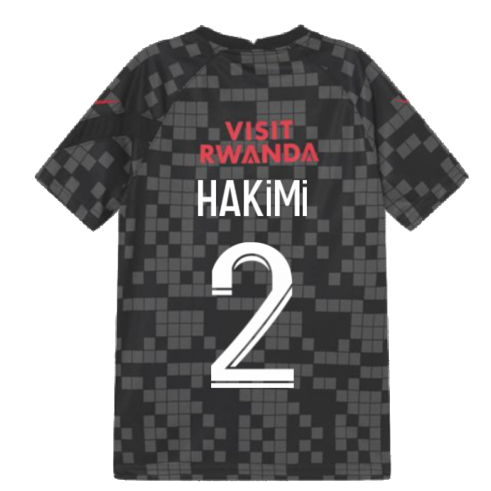 PSG 2021-2022 Pre-Match Training Shirt (Black) - Kids (HAKIMI 2)