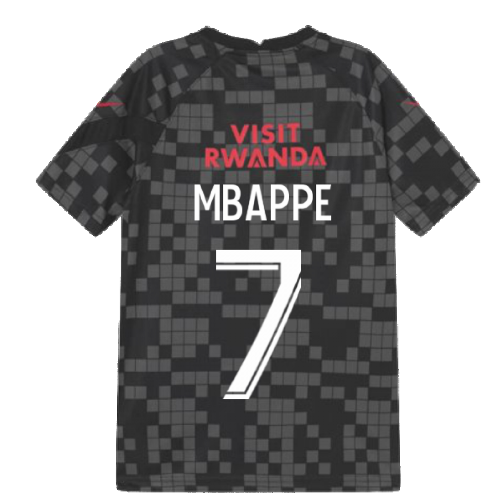 PSG 2021-2022 Pre-Match Training Shirt (Black) - Kids (MBAPPE 7)