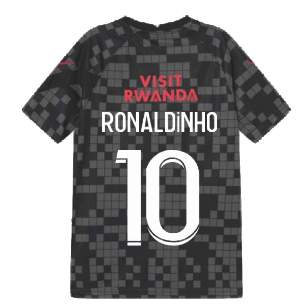 PSG 2021-2022 Pre-Match Training Shirt (Black) - Kids (RONALDINHO 10)