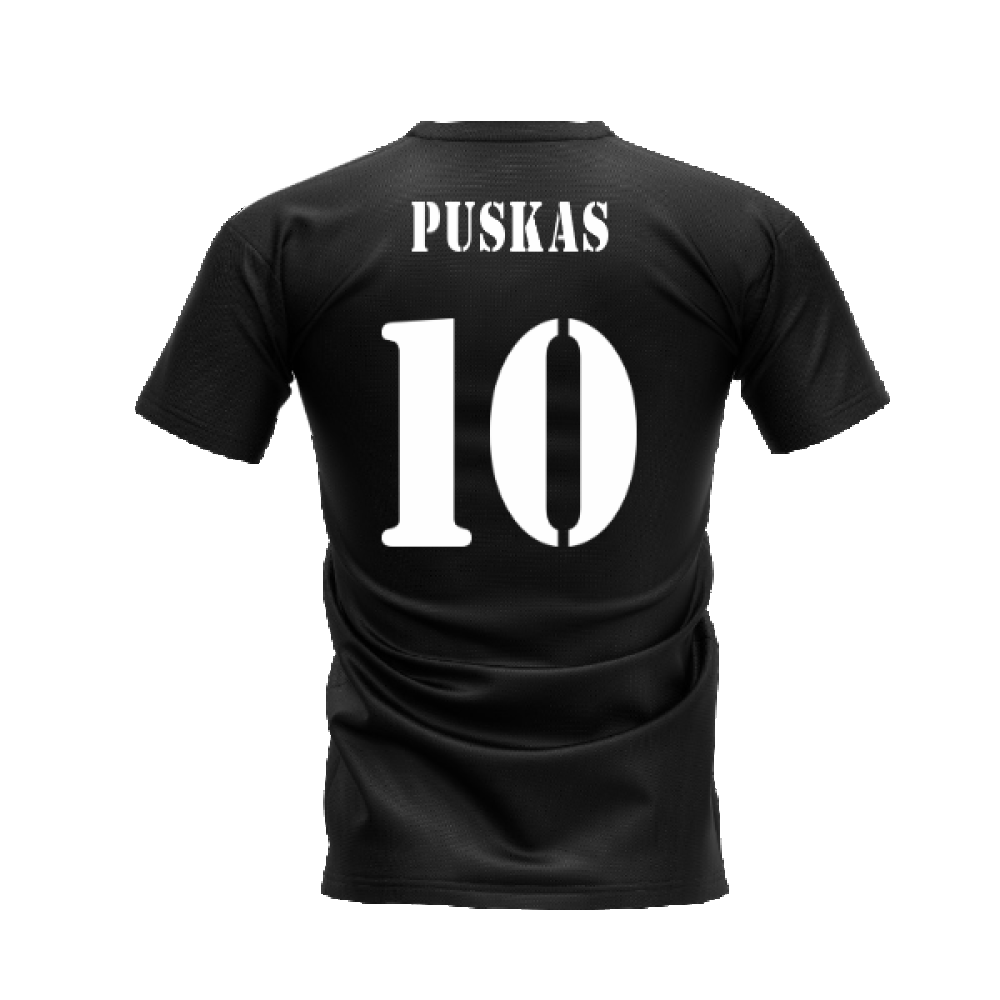 Real Madrid 2002-2003 Retro Shirt T-shirt (Black) (PUSKAS 10)