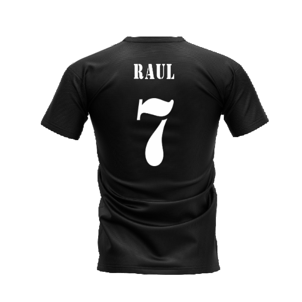 Real Madrid 2002-2003 Retro Shirt T-shirt Text (Black) (RAUL 7)