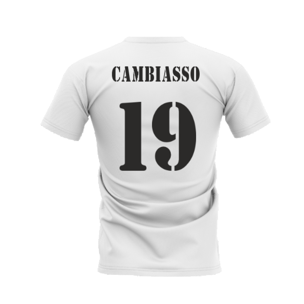 Real Madrid 2002-2003 Retro Shirt T-shirt - Text (White) (Cambiasso 19)