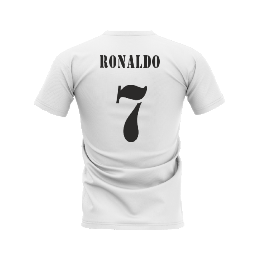 Real Madrid 2002-2003 Retro Shirt T-shirt - Text (White) (RONALDO 7)