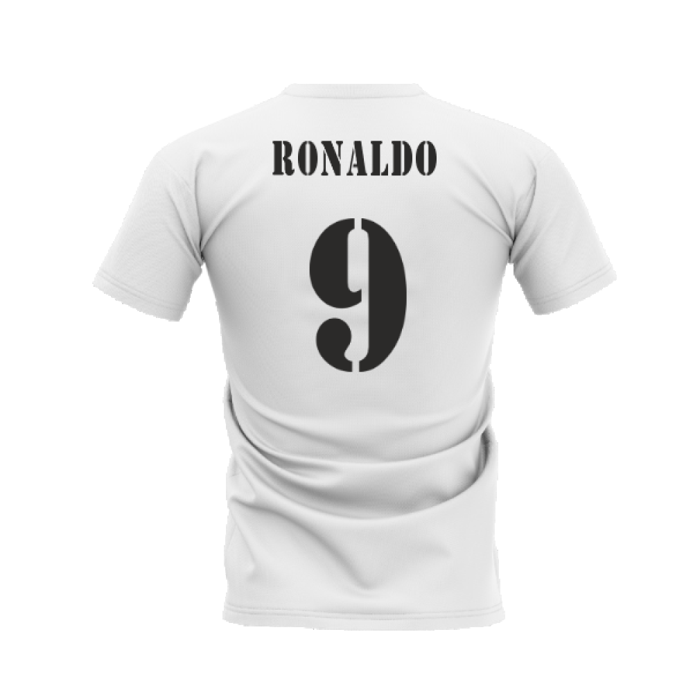 Real Madrid 2002-2003 Retro Shirt T-shirt (White) (Ronaldo 9)