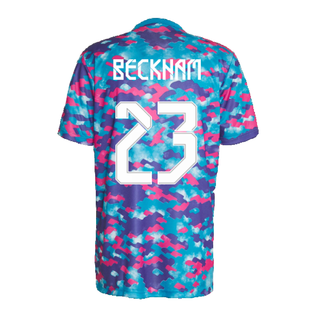 Real Madrid 2021-2022 Pre-Match Training Shirt (Pink) (BECKHAM 23)