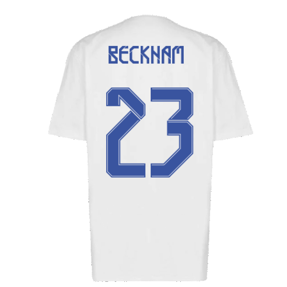 Real Madrid 2021-2022 Training Tee (White-Blue) (BECKHAM 23)