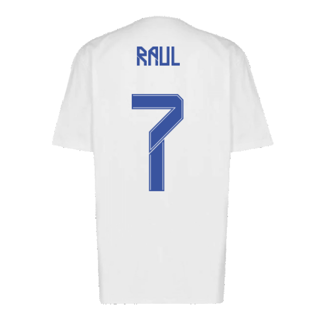 Real Madrid 2021-2022 Training Tee (White-Blue) (RAUL 7)