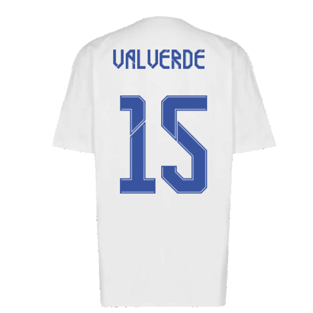 Real Madrid 2021-2022 Training Tee (White-Blue) (VALVERDE 15)