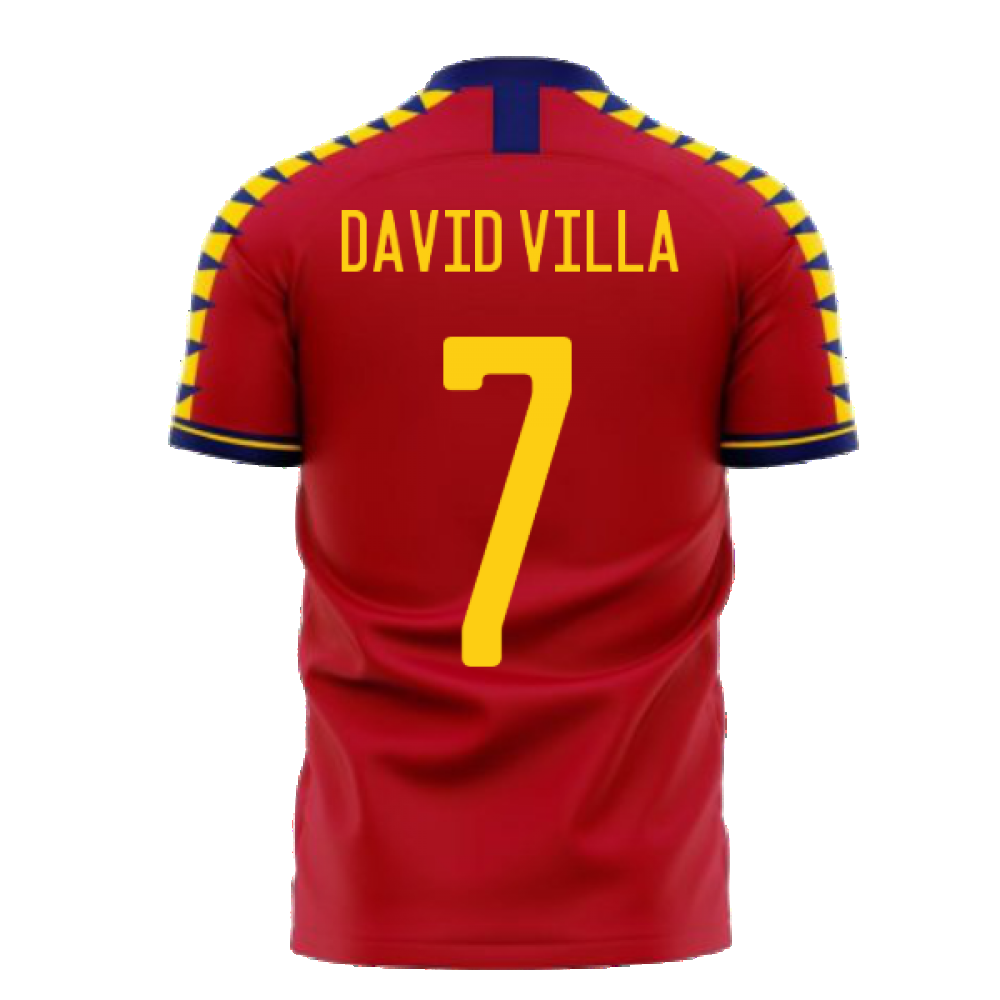 Spain 2024-2025 Home Concept Football Kit (Libero) (DAVID VILLA 7)