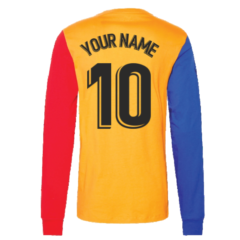 2021-2022 Barcelona LS Ignite Tee (Vivid Orange) (Your Name)