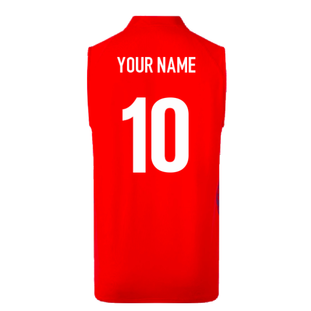 2023 England Cricket T20 Pro Sleeveless Vest (Red) (Your Name)