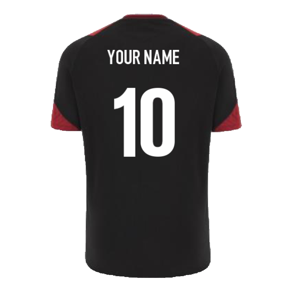 2023-2024 Wales Rugby WRU Training Gym Shirt (Black) (Your Name)