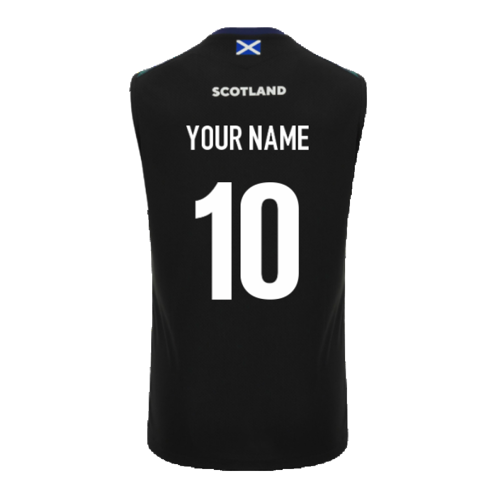 2023-2024 Scotland Rugby Training Gym Vest (Black) (Your Name)